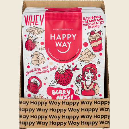 Happy Way Whey Protein Powder White Chocolate Raspberry 6x60g
