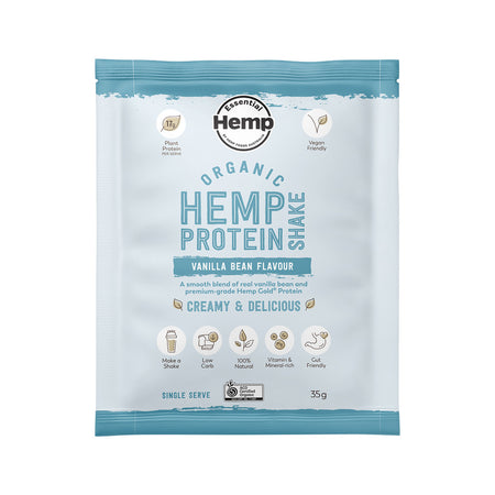 Hemp Foods Australia Organic Hemp Protein Shake Vanilla Bean Sachet 35g Pack of 7