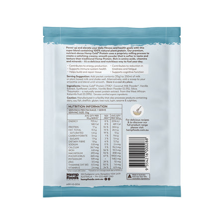 Hemp Foods Australia Organic Hemp Protein Shake Vanilla Bean Sachet 35g Pack of 7