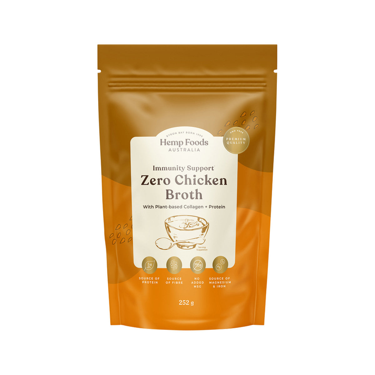 Hemp Foods Australia Broth Zero Chicken Vegan Immunity Support With Plant-Based Collagen + Protein 252g