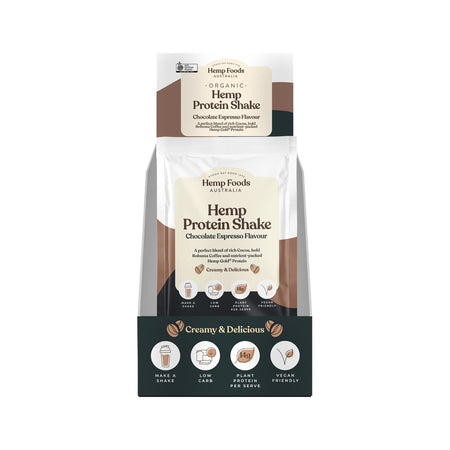 Hemp Foods Australia Hemp Protein Shake Chocolate Espresso Sachet 35g Pack of 7