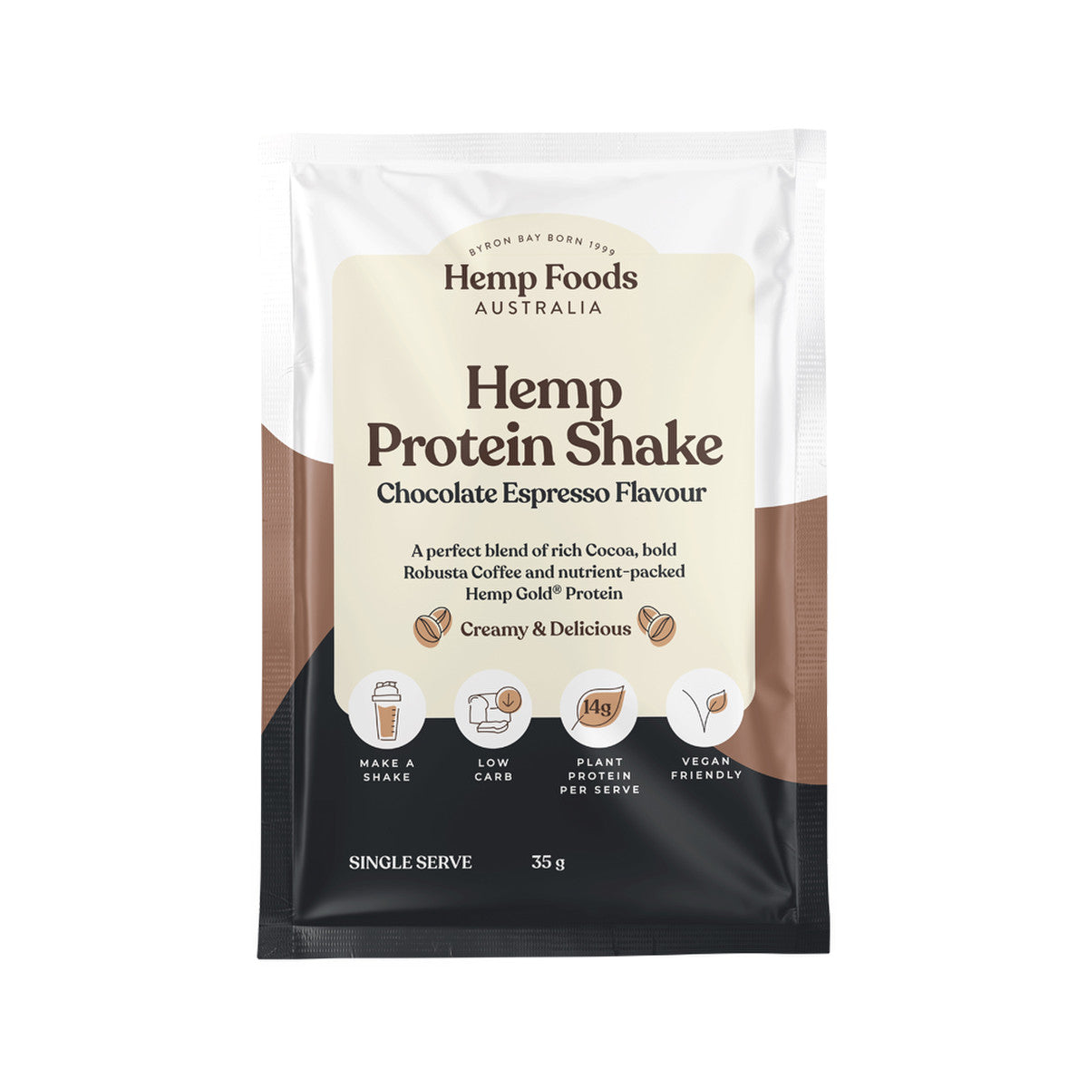 Hemp Foods Australia Hemp Protein Shake Chocolate Espresso Sachet 35g Pack of 7