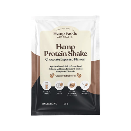 Hemp Foods Australia Hemp Protein Shake Chocolate Espresso Sachet 35g Pack of 7
