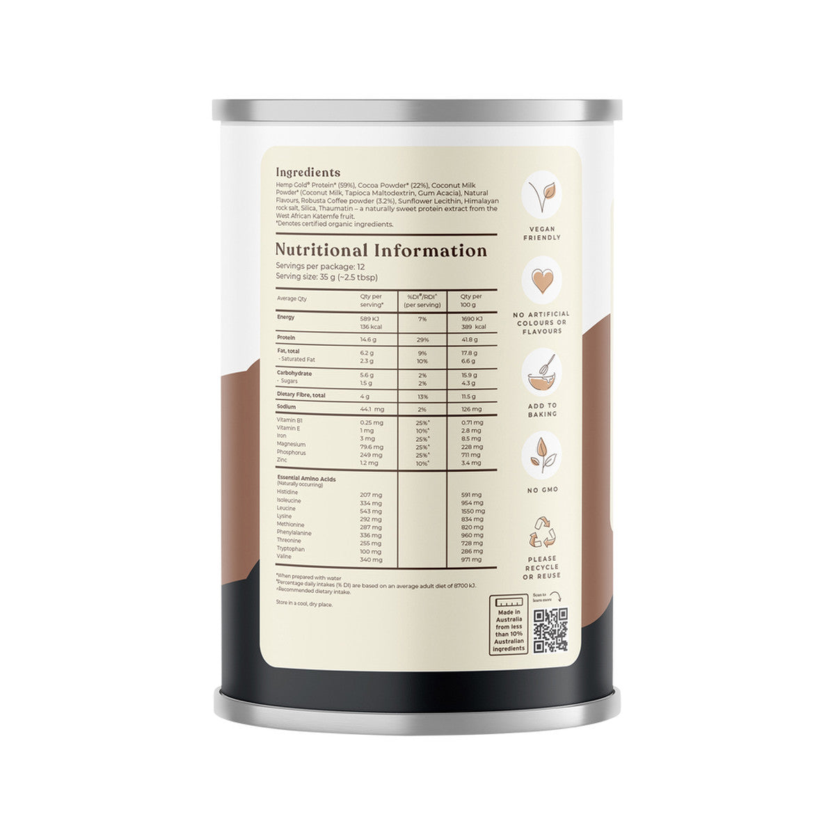 Hemp Foods Australia Hemp Protein Shake Chocolate Espresso 420g