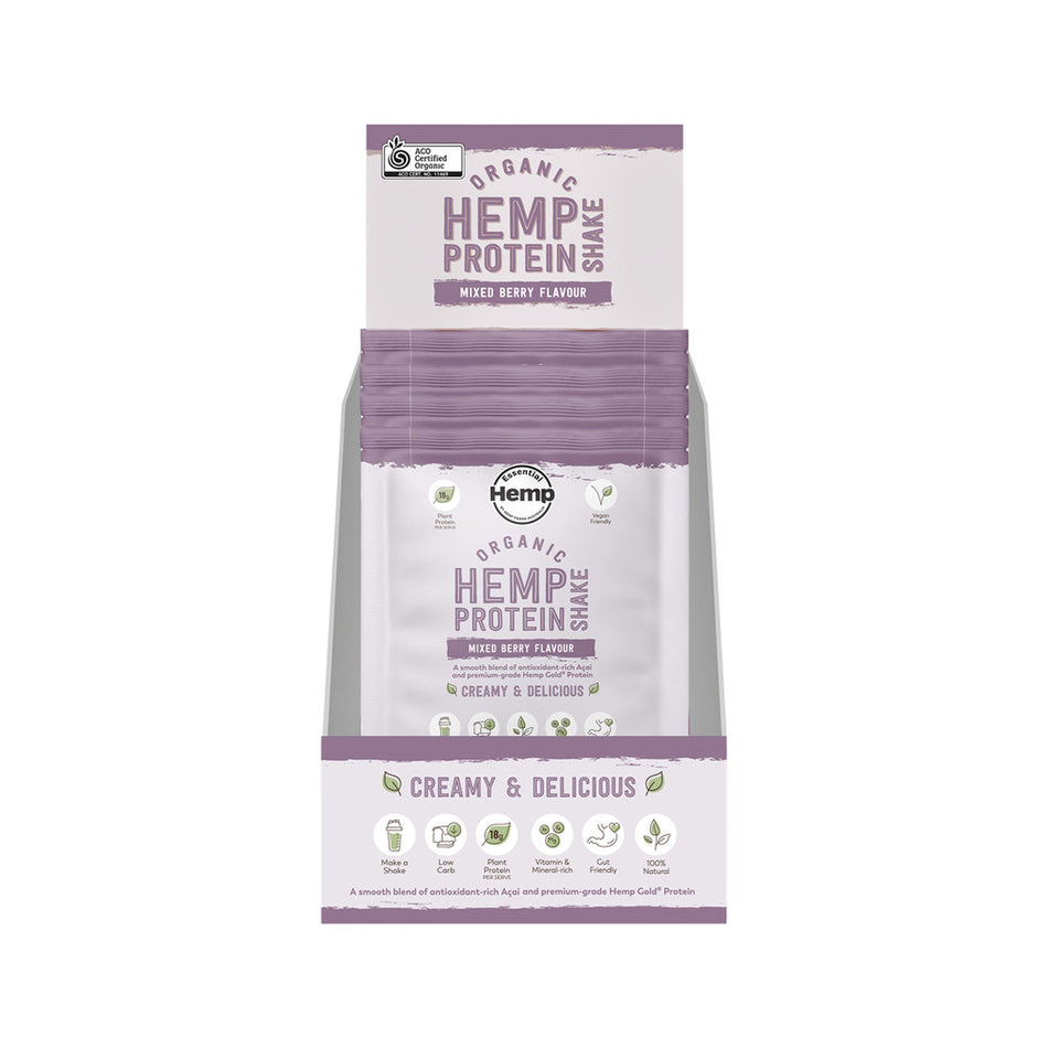 Hemp Foods Australia Organic Hemp Protein Shake Mixed Berry Sachet 35g (Pack of 7)