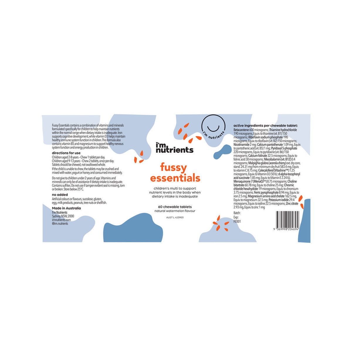 I'm Nutrients Fussy Essentials Chewable Watermelon 60t