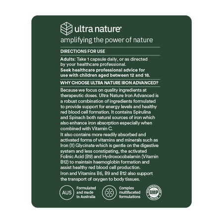 Ultra Nature Iron Advanced 30 Capsules