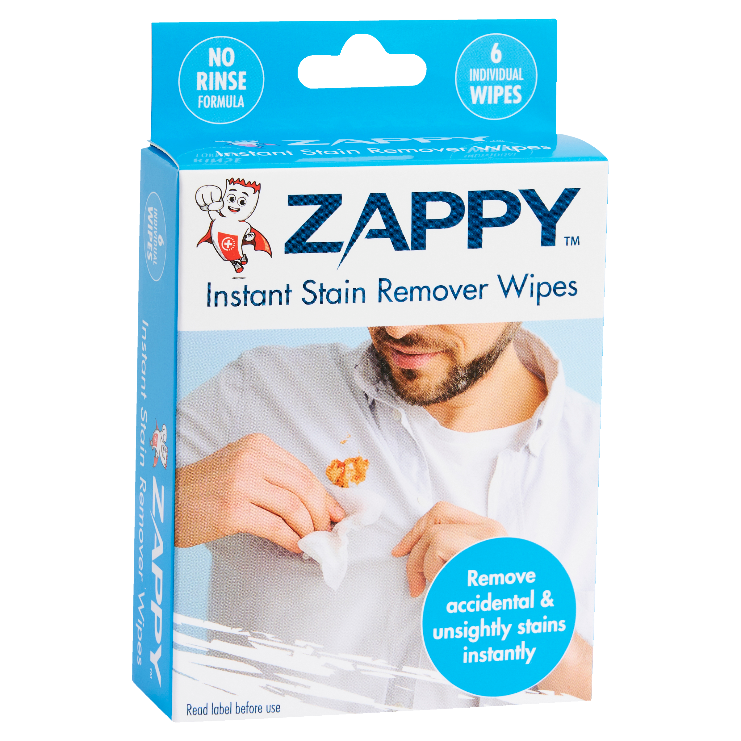 Zappy Instant Stain Remover Wipes 6 Pack