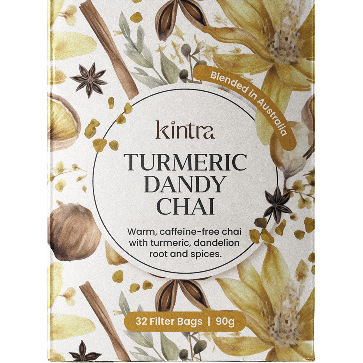 Kintra Foods Herbal Tea Bags Turmeric Dandy Chai 32pk