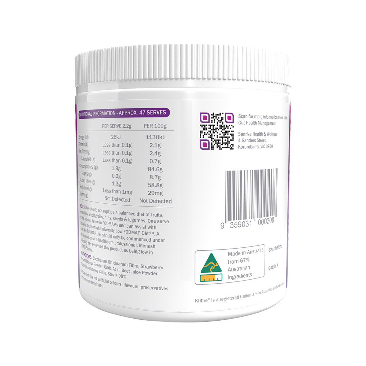 Kfibre Essential Gut Health Fibre Natural Berry Tub 103.4g