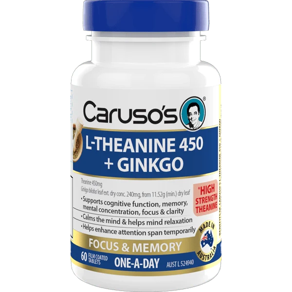 Caruso's L-Theanine 450 + Ginkgo 60 Tablets