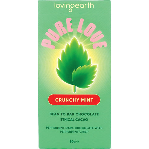 Loving Earth Crunchy Mint Dark Chocolate With Peppermint Crisp 80g