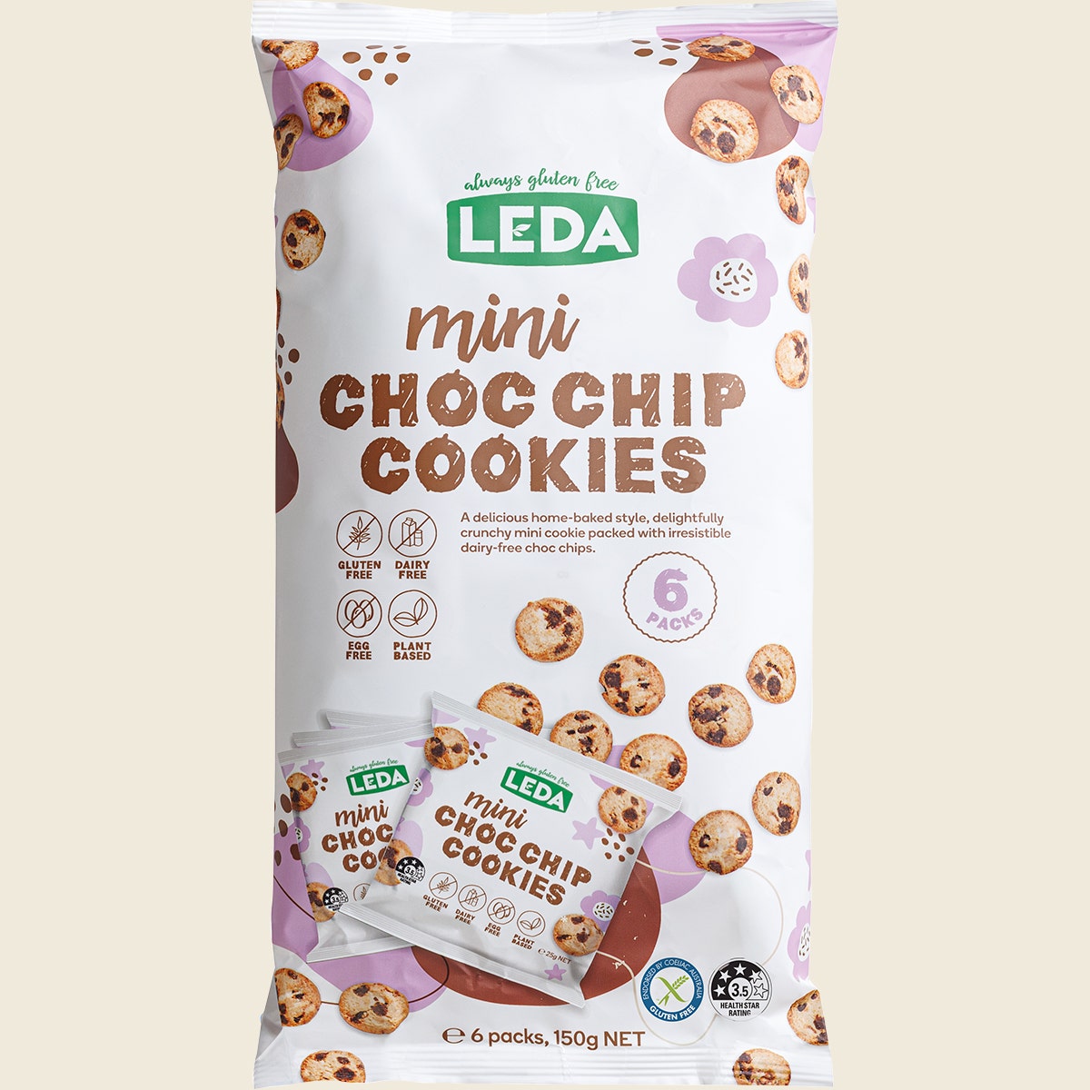 Leda Mini Choc Chip Cookies 6 Pack 6x150g