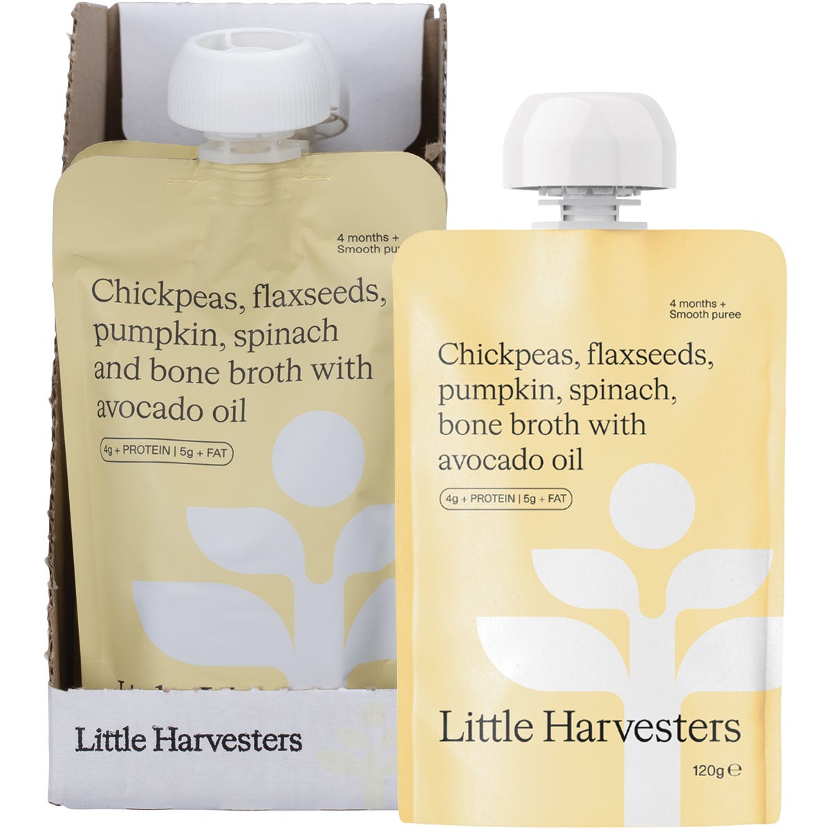 Little Harvesters Chickpeas, Flaxseeds, Pumpkin, Spinach & Bone Broth 6x120g
