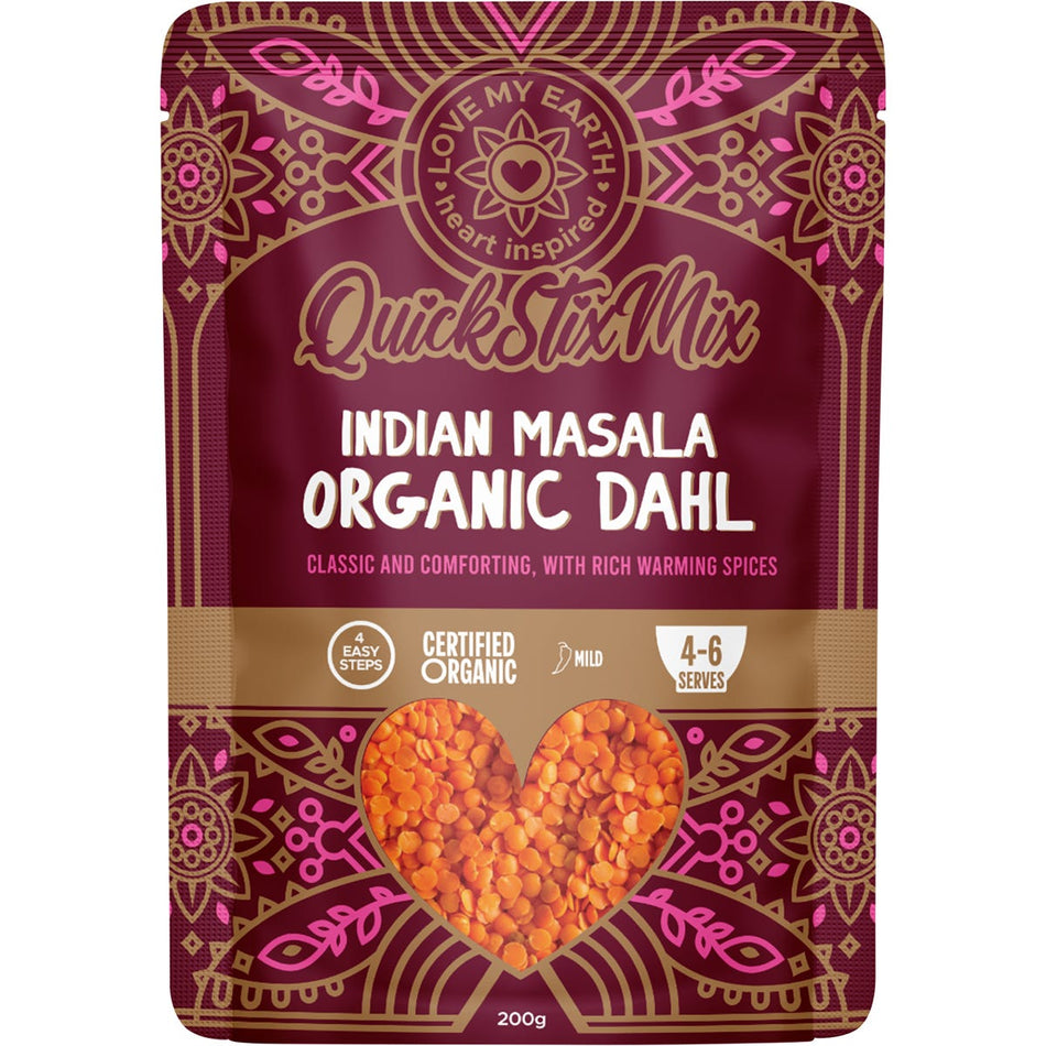 Love My Earth Quick Stix Mix Organic Dahl Indian Masala 200g