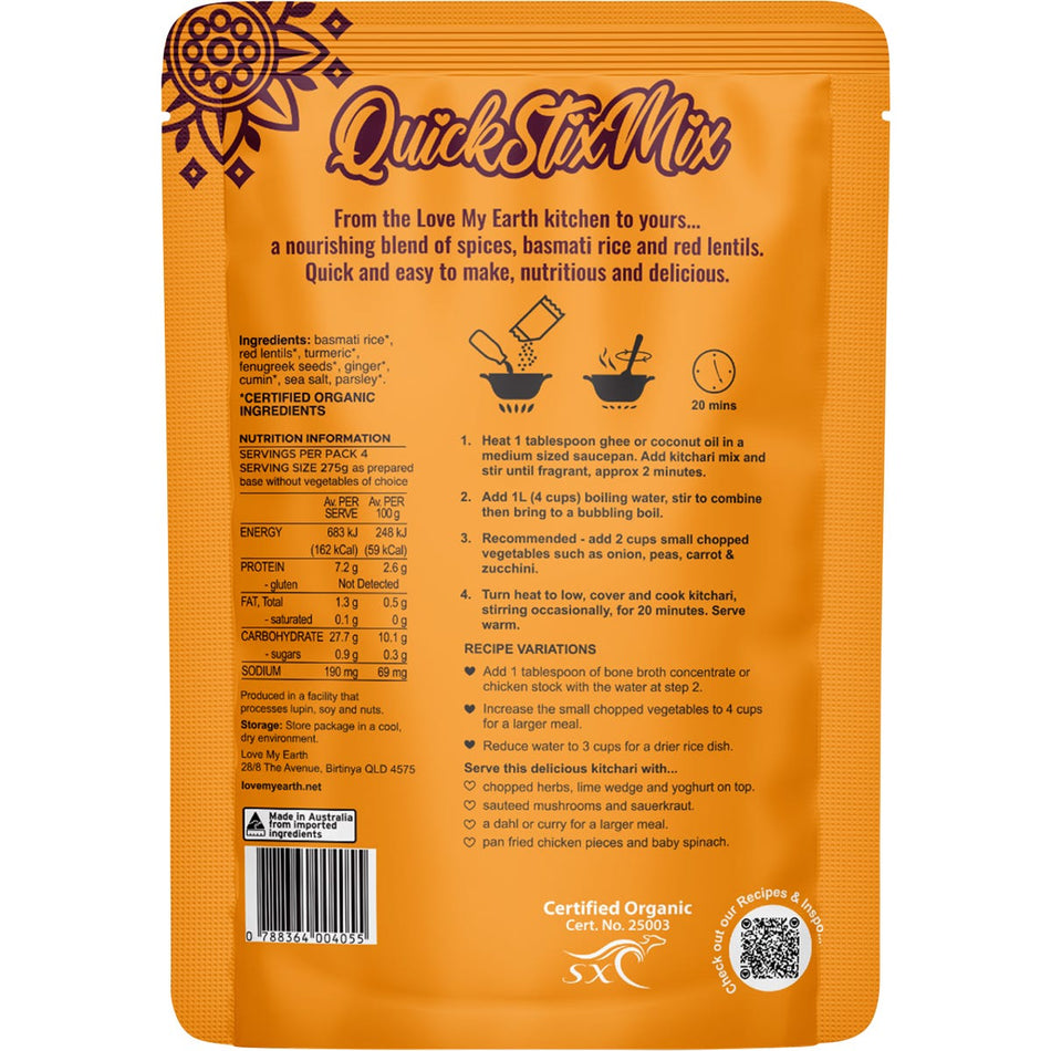 Buy Love My Earth Quick Stix Mix Organic Turmeric Kitchari 200g Online ...