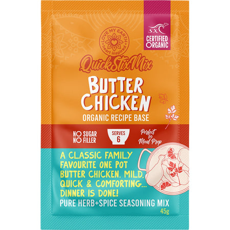 Love My Earth Quick Stix Mix Organic Recipe Base Butter Chicken 10x45g