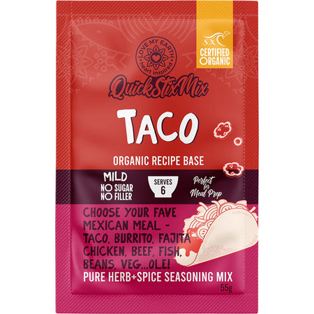 Love My Earth Quick Stix Mix Organic Recipe Base Taco 10x55g