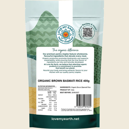 Love My Earth Organic Brown Basmati Rice 400g
