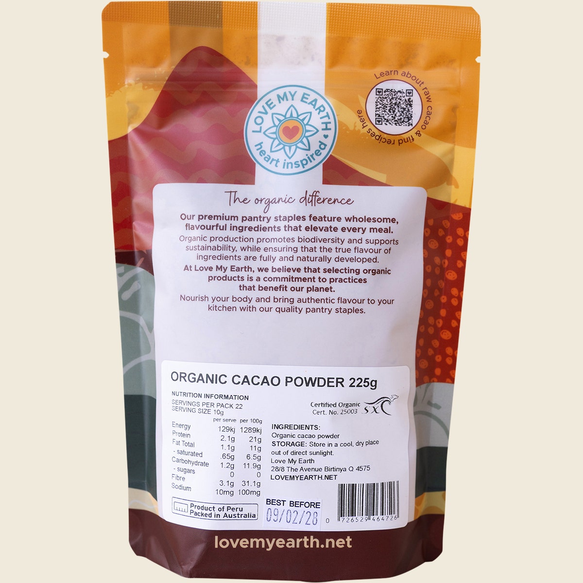 Love My Earth Organic Cacao Powder 225g