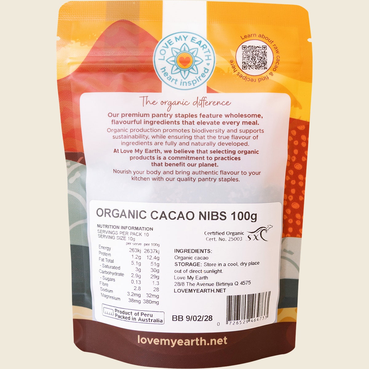 Love My Earth Organic Cacao Nibs 100g