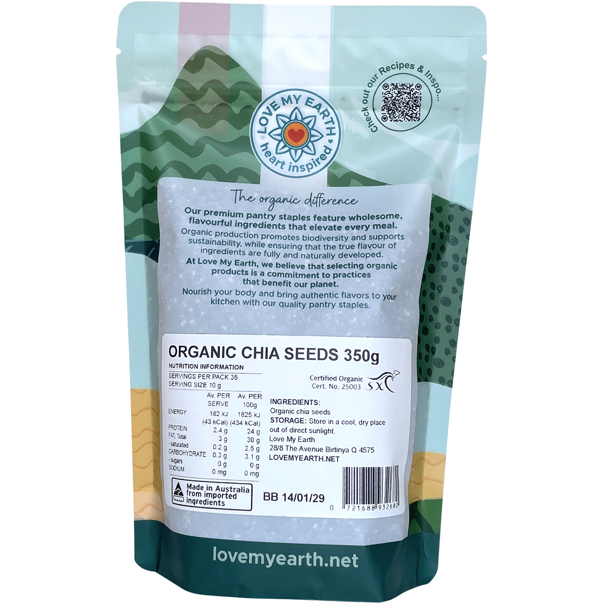Love My Earth Organic Chia Seeds 350g