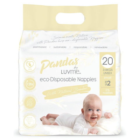 Pandas by Luvme ECO Disposable Nappies Small (3-6kg) 20 Pk (Pack of 4)
