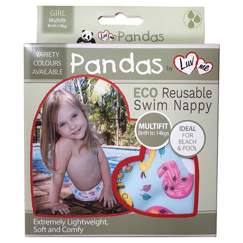 Pandas by Luvme Swim Nappy - Girl Patterns Multi-Fit (Pack of 8)