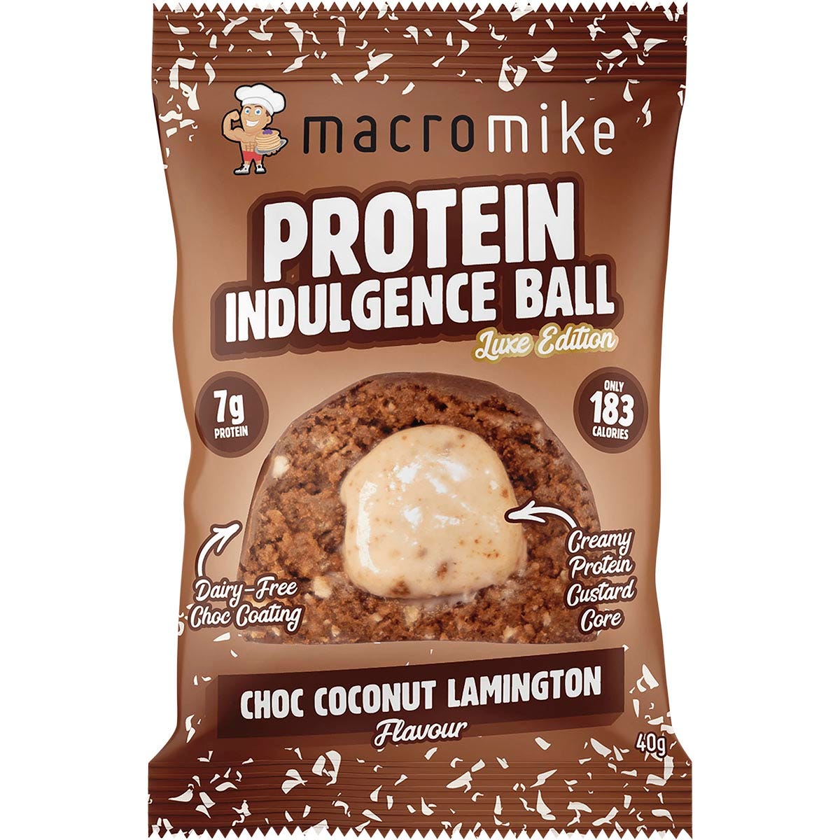 MACRO MIKE Protein Indulgence Ball Choc Coconut Lamington 12x40g