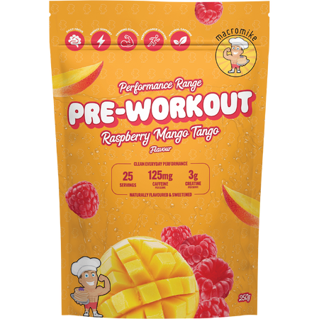 Macro Mike Pre-Workout Raspberry Mango Tango 250g