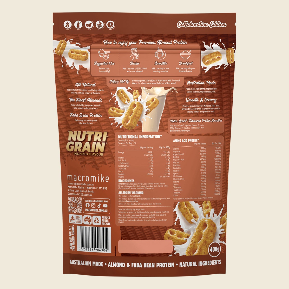 Macro Mike X Kellogg's Premium Almond Protein Nutri-grain Inspired 400g