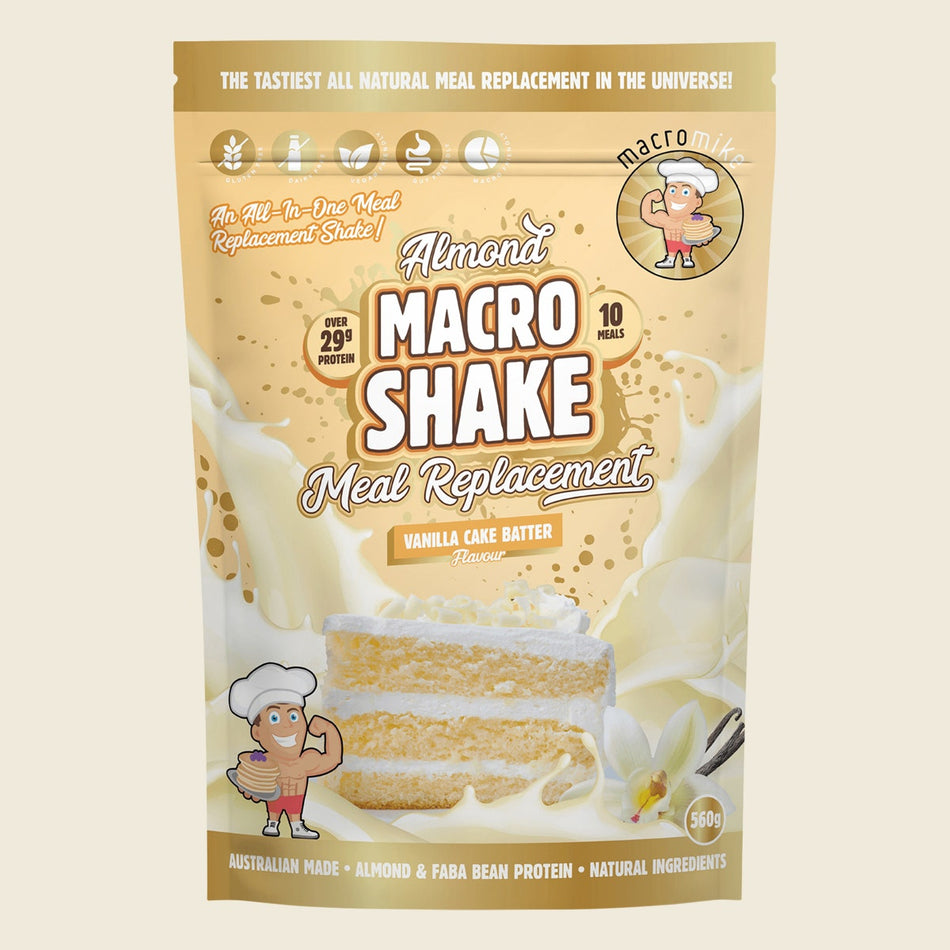 Macro Mike Almond Macro Shake Meal Replacement Vanilla Cake Batter 560g