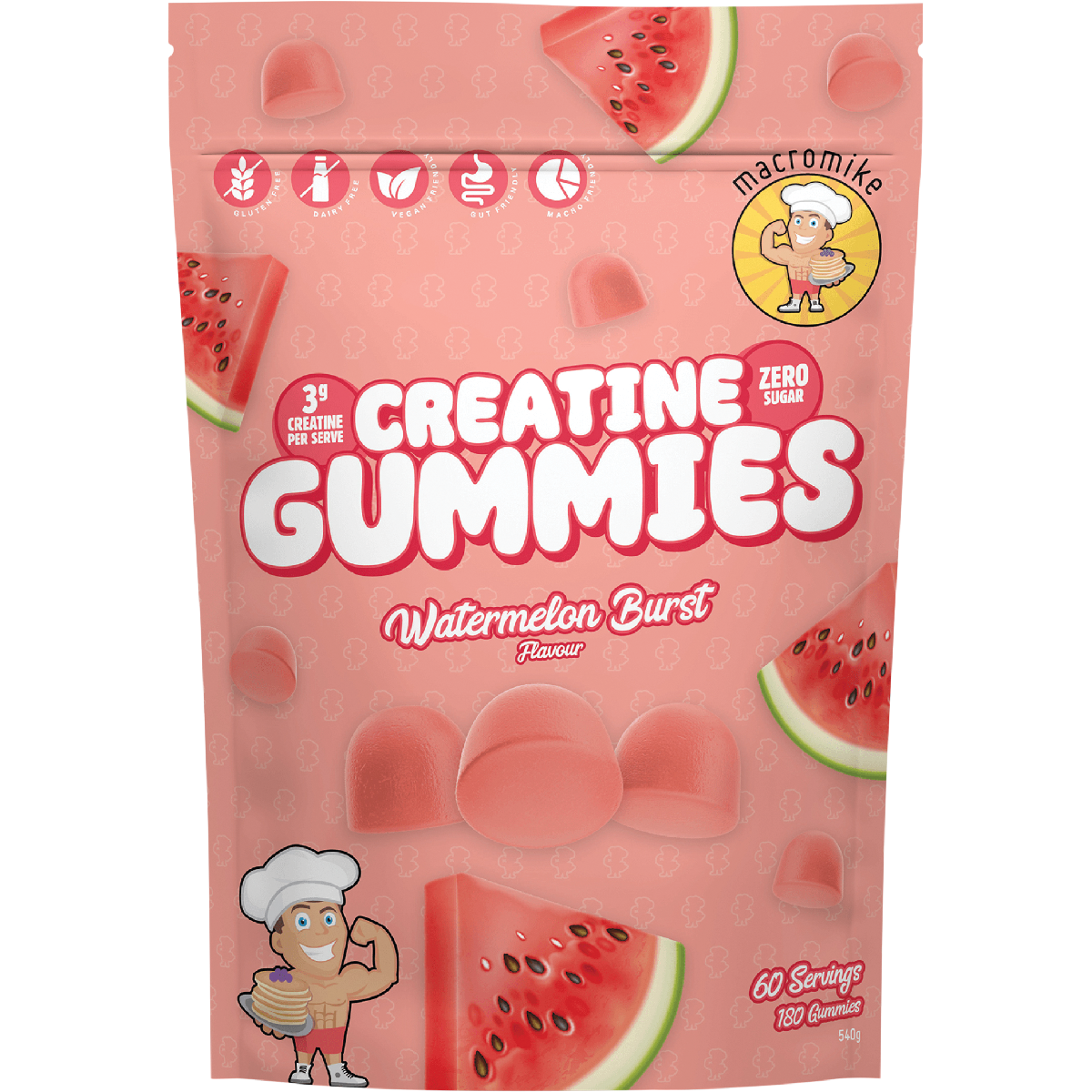 Macro Mike Creatine Gummies Watermelon Burst 180 Pack