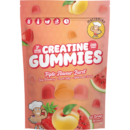 Macro Mike Creatine Gummies Triple Flavour Burst 180 Pack