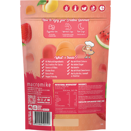 Macro Mike Creatine Gummies Triple Flavour Burst 180 Pack
