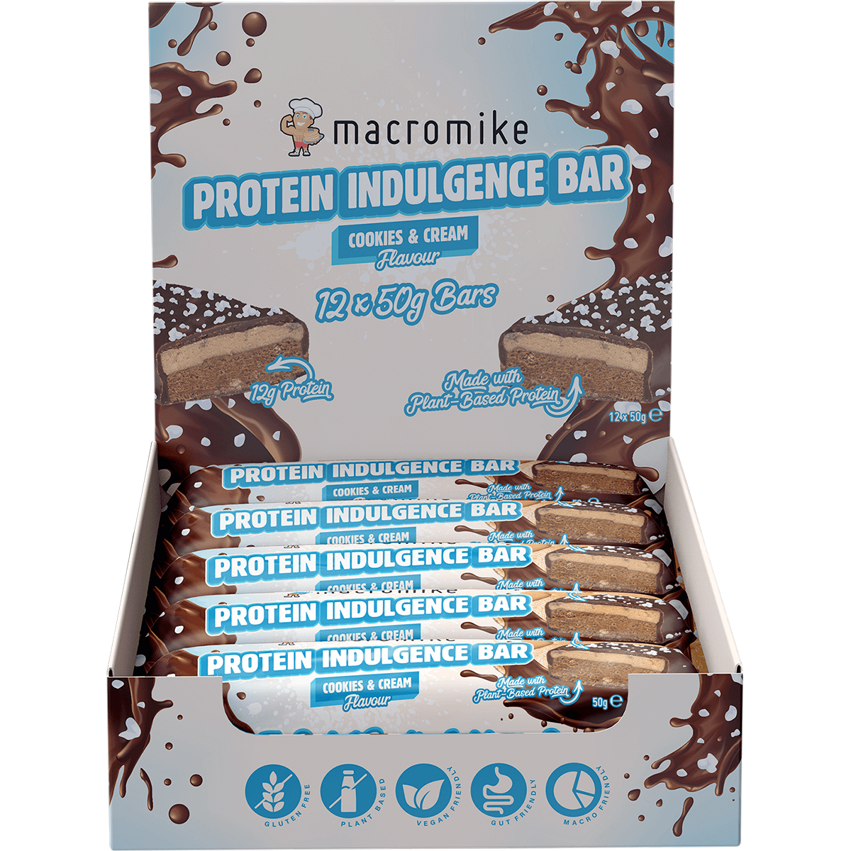 Macro Mike Protein Indulgence Bar Cookies & Cream 50g x 12 Pack