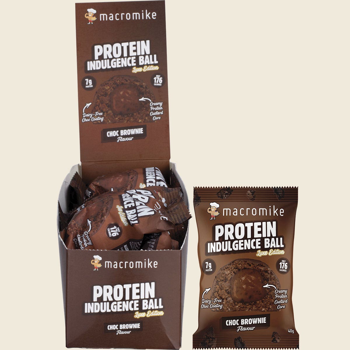Macro Mike Protein Indulgence Ball Choc Brownie 12x40g