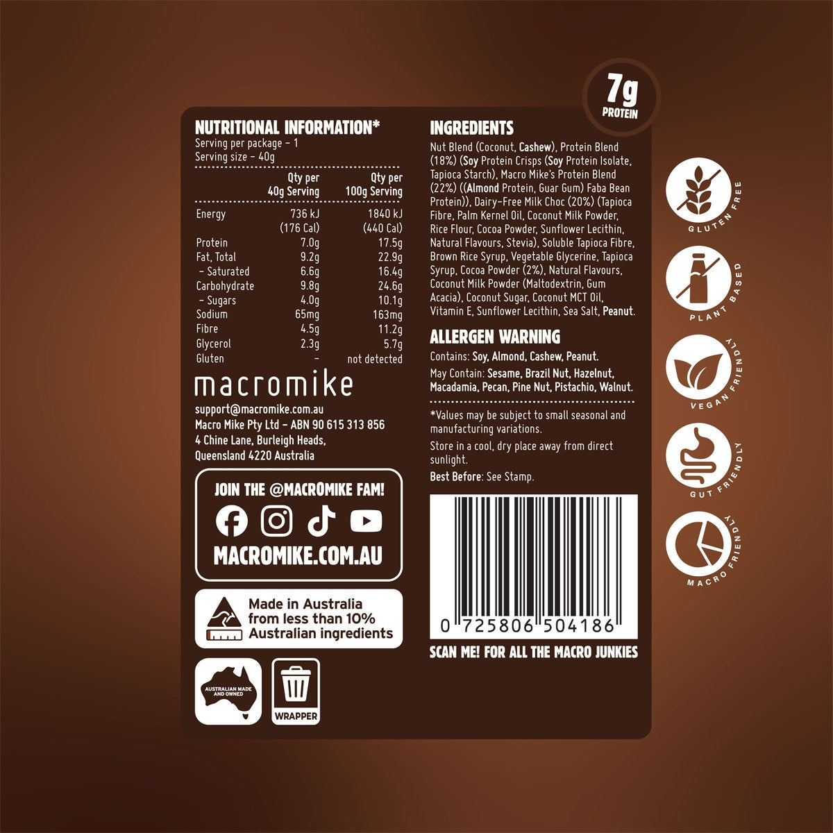 Macro Mike Protein Indulgence Ball Choc Brownie 12x40g