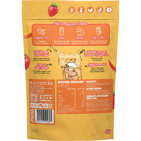 Macro Mike Creatine Monohydrate Strawberry Mango Crush 250g