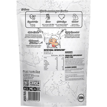 Macro Mike Plant Based Creatine Monohydrate Unflavoured 250g