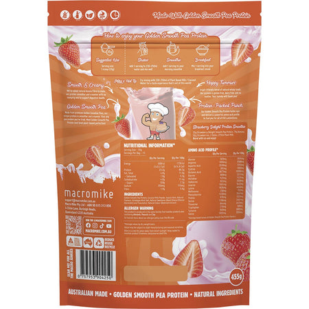 Macro Mike Golden Smooth Pea Protein Strawberry Delight 455g