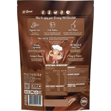 MACRO MIKE Dreamy Hot Chocolate Creamy Rich Choc 200g