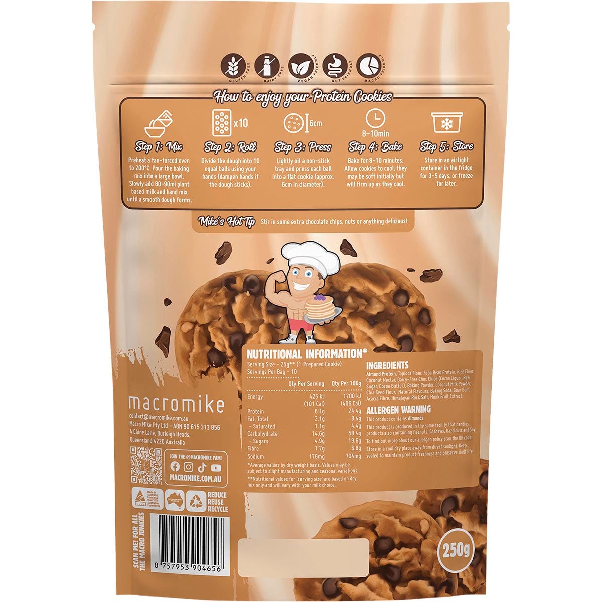 Macro Mike Protein Cookie Baking Mix Choc Chip 250g