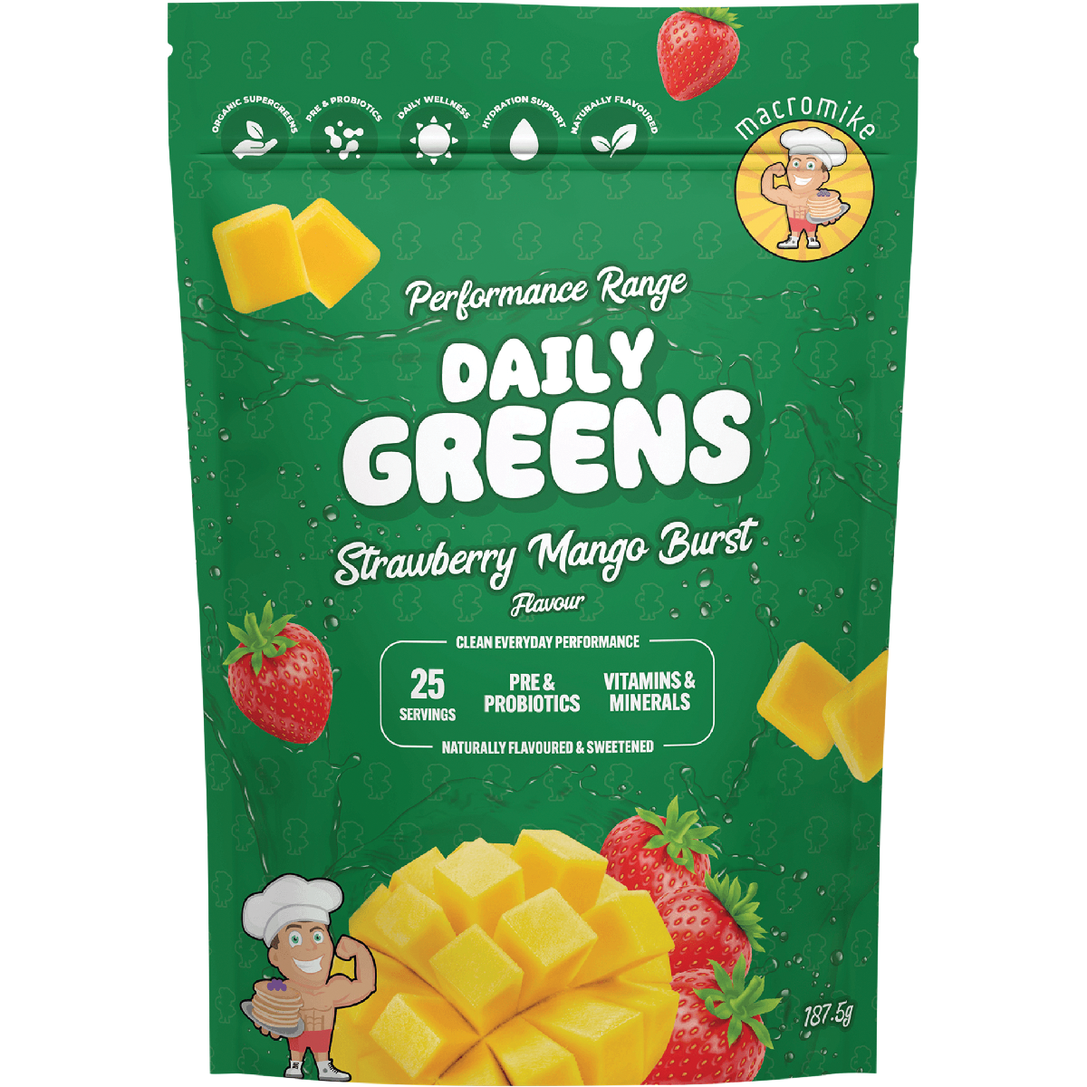 Macro Mike Daily Greens Strawberry Mango Burst 187.5g