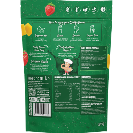 Macro Mike Daily Greens Strawberry Mango Burst 187.5g