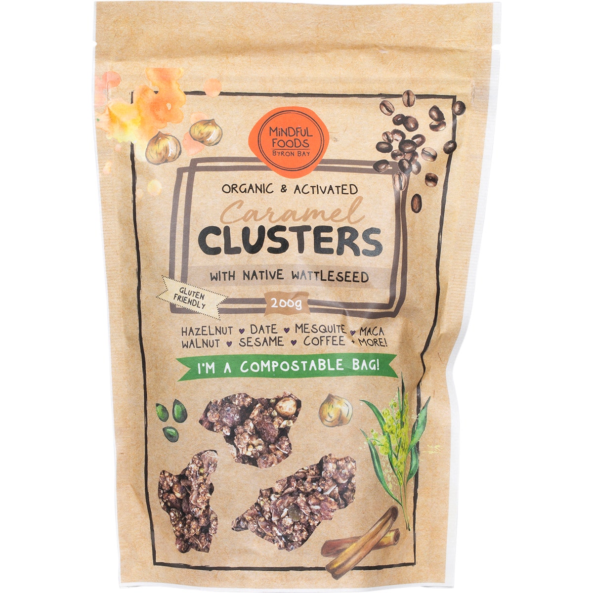 MINDFUL FOODS Caramel Clusters Native Wattle Seed Organic & Activated 200g