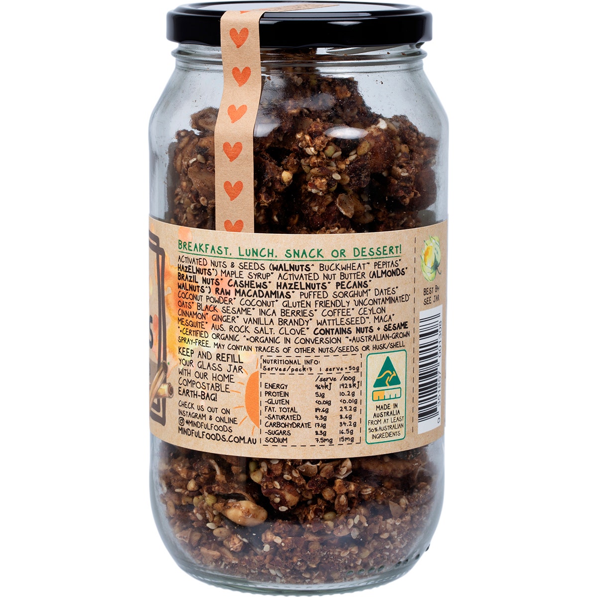 Mindful Foods Caramel Clusters Native Wattle Seed Organic & Activated 350g