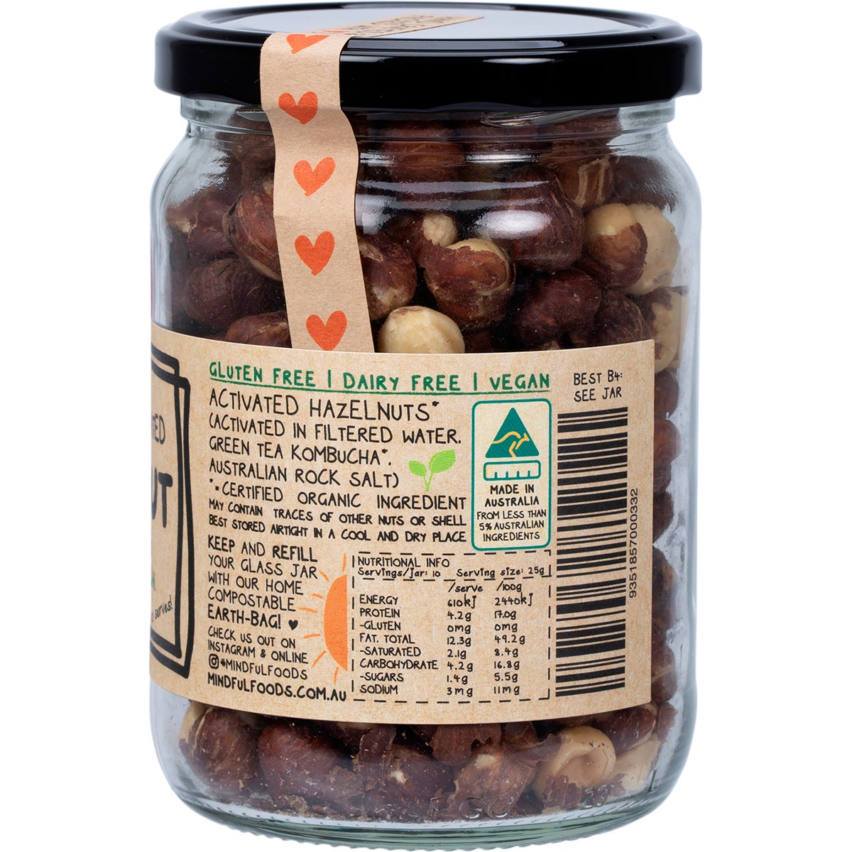 MINDFUL FOODS Hazelnuts Organic & Activated 250g