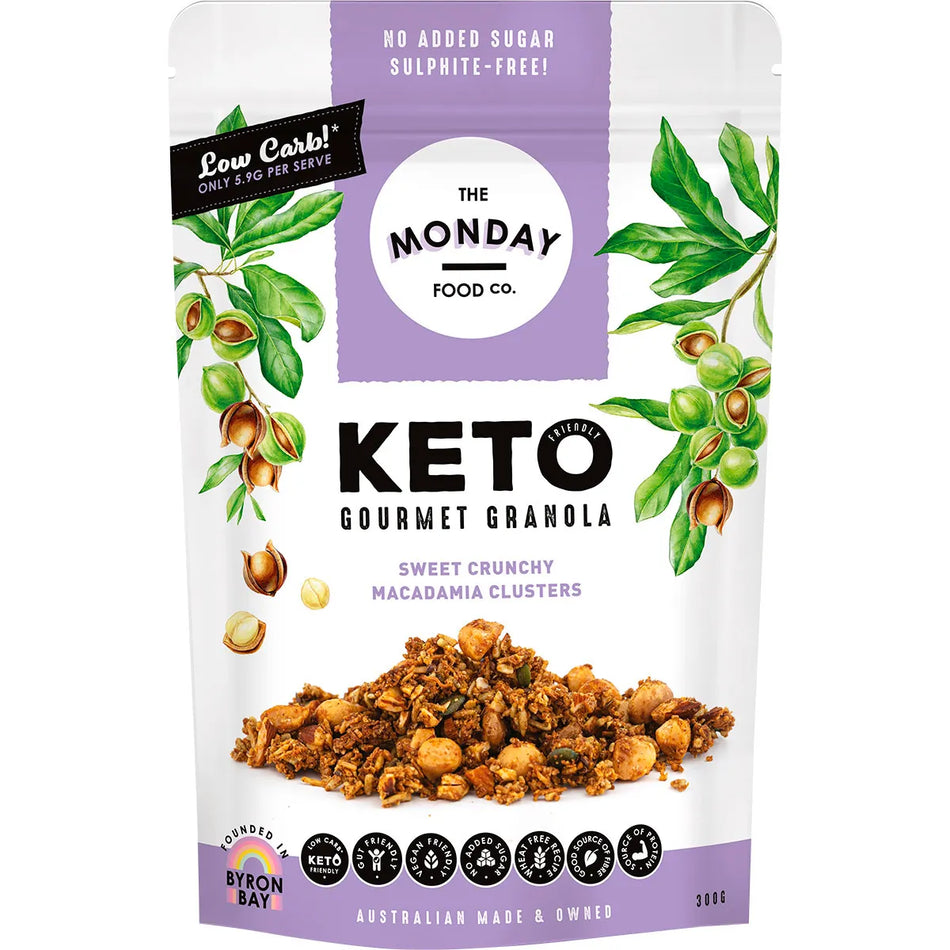 THE MONDAY FOOD CO Keto Gourmet Granola Sweet Crunchy Macadamia Clusters 300g