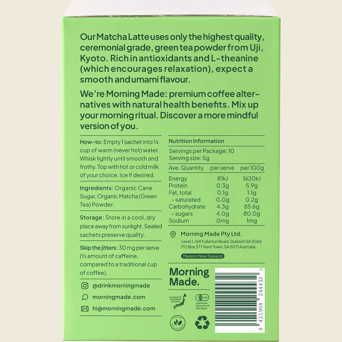 Morning Made Original Matcha Latte Sachets 10x5g